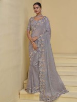 Greyish Purple Pure Banarasi Tuscany Saree